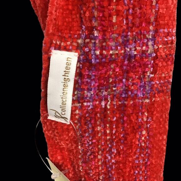 Collection 18 Women’s Pink Red Space Dye Chenille Muffler Scarf Fringe - Picture 11 of 12